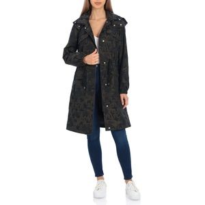Avec Les Filles Military Print Hood Rain Jacket XS